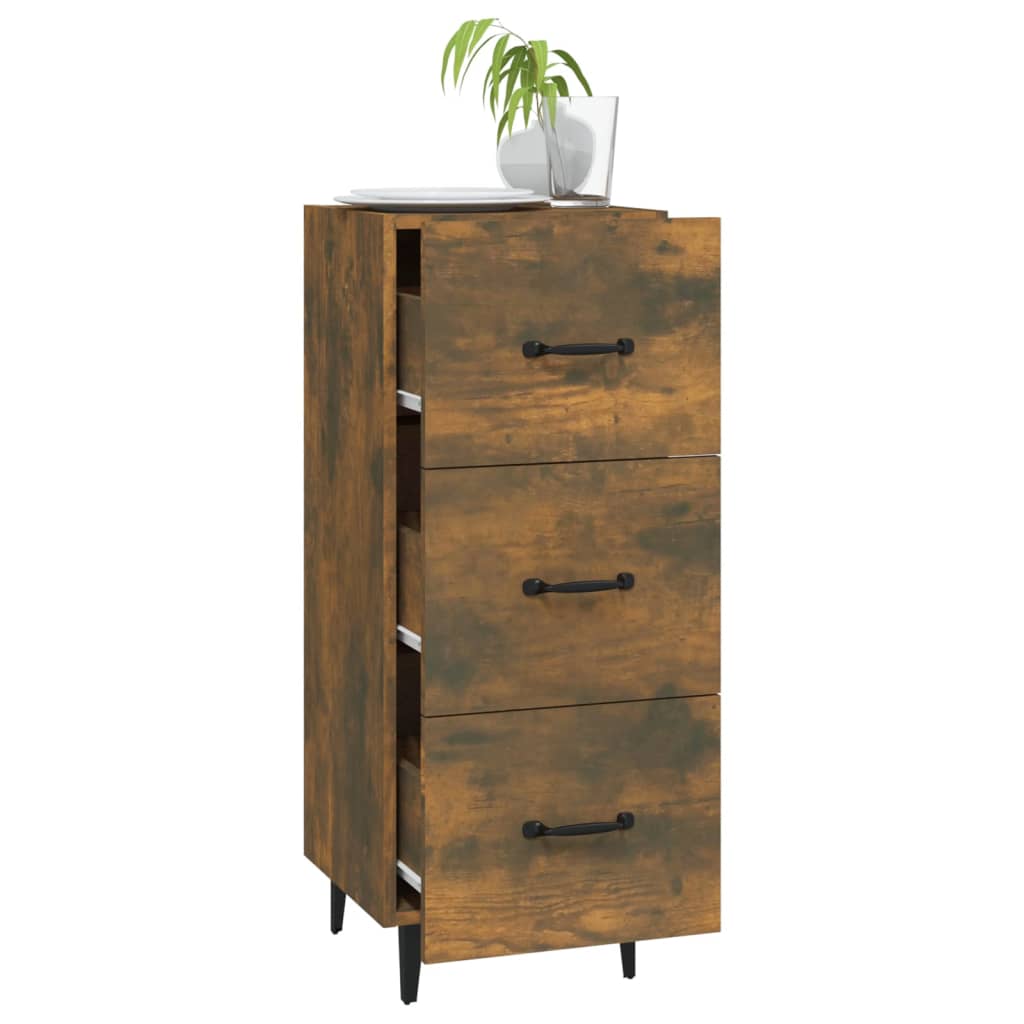 skænk 34,5x34x90 cm konstrueret træ røget egetræsfarve