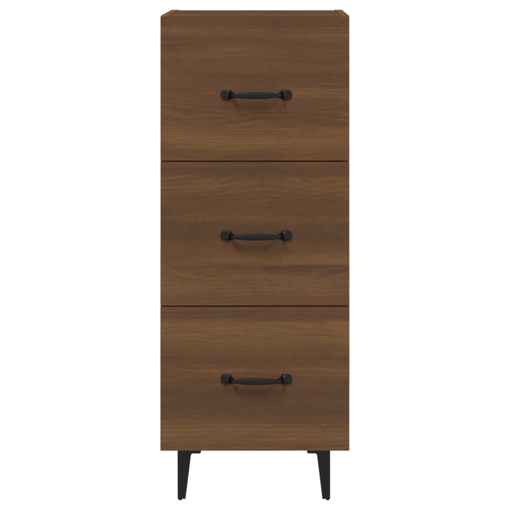 skænk 34,5x34x90 cm konstrueret træ brun egetræsfarve