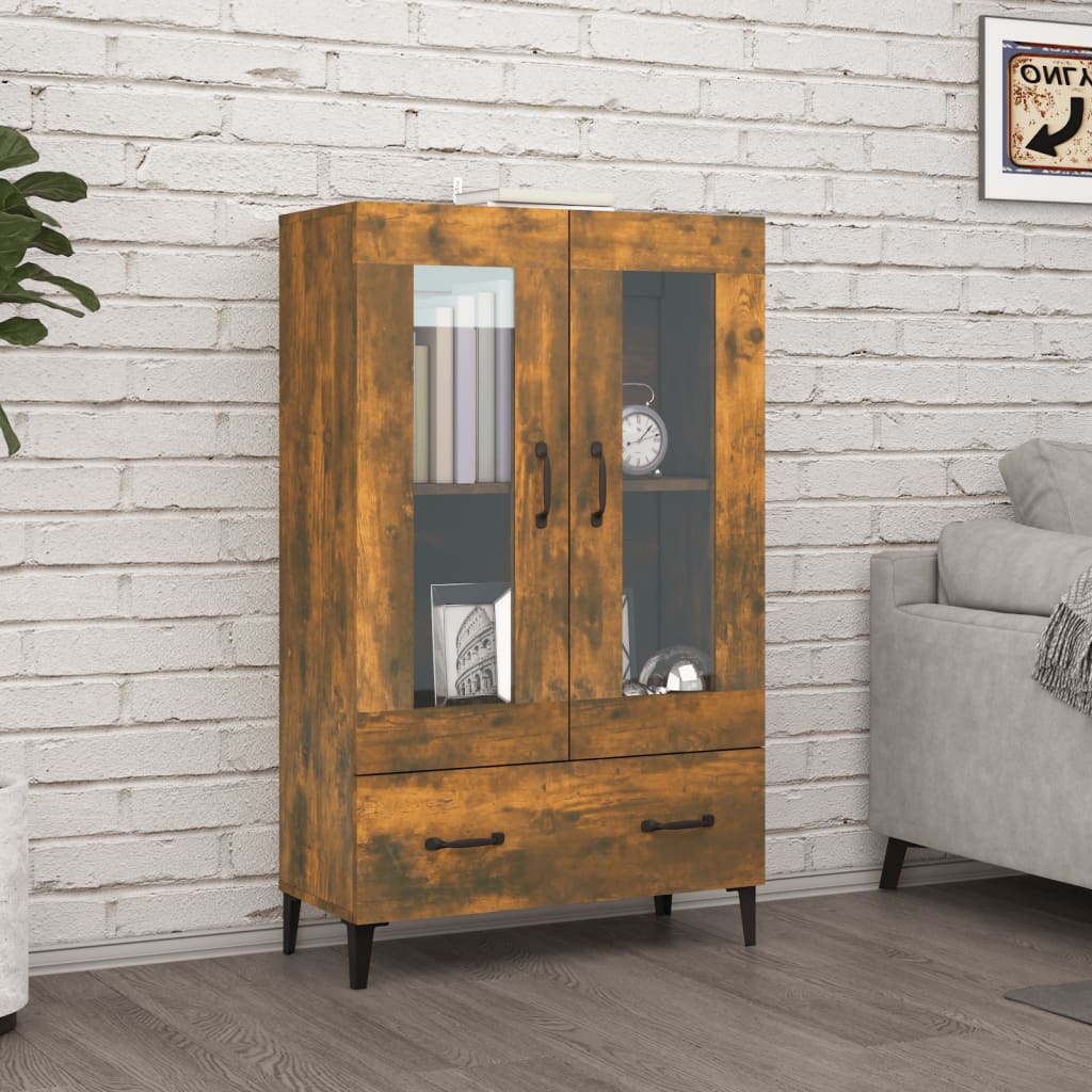 skab 70x31x115 cm konstrueret træ røget egetræsfarve