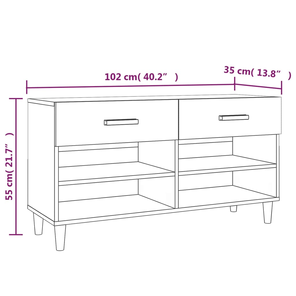 skoreol 102x35x55 cm konstrueret træ røget egetræsfarve