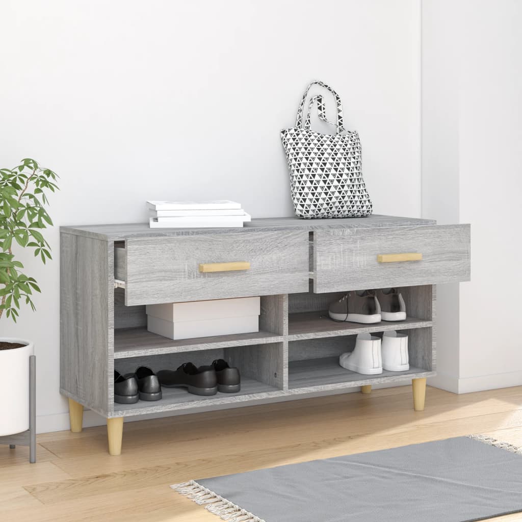 skoskab 102x35x55 cm konstrueret træ grå sonoma-eg