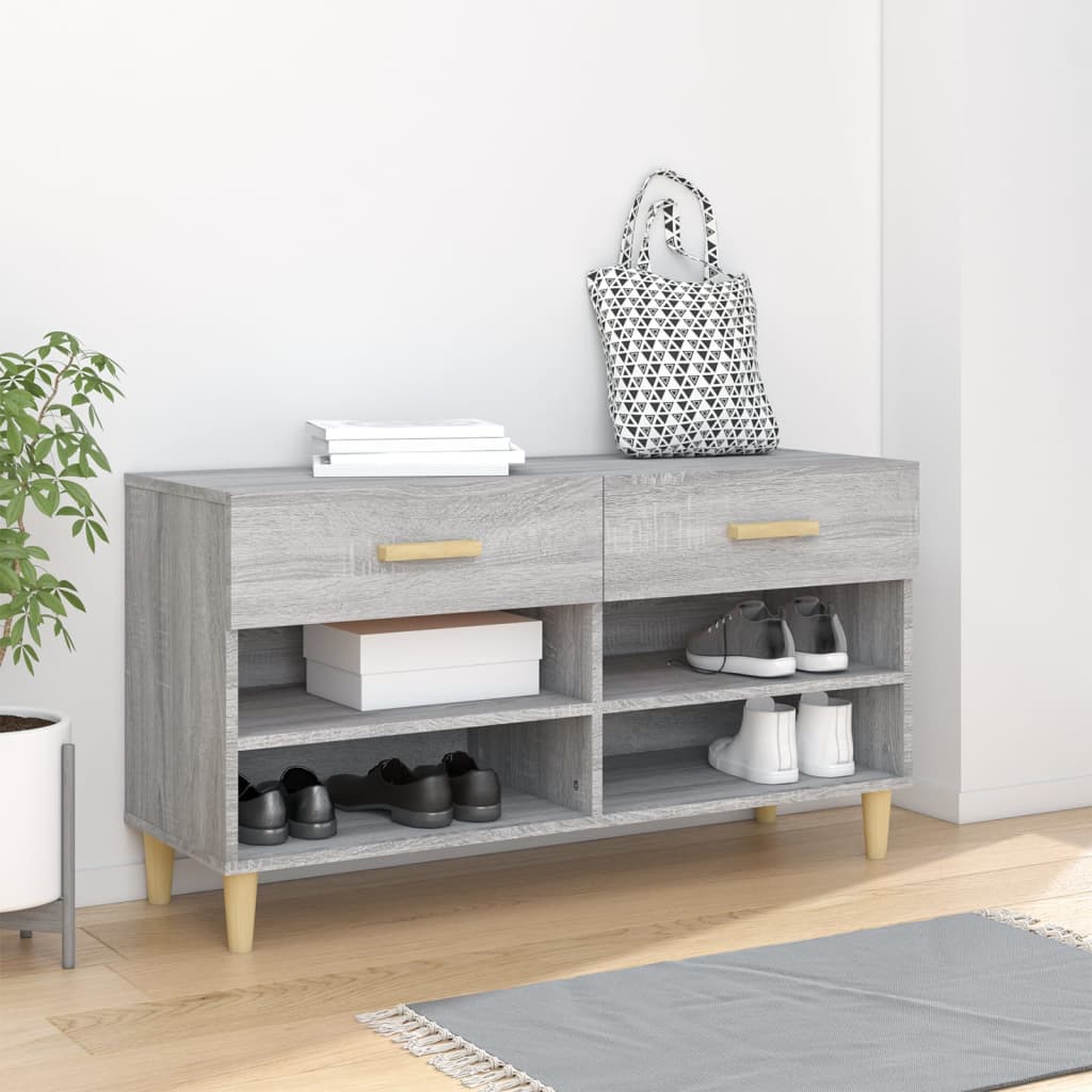 skoskab 102x35x55 cm konstrueret træ grå sonoma-eg
