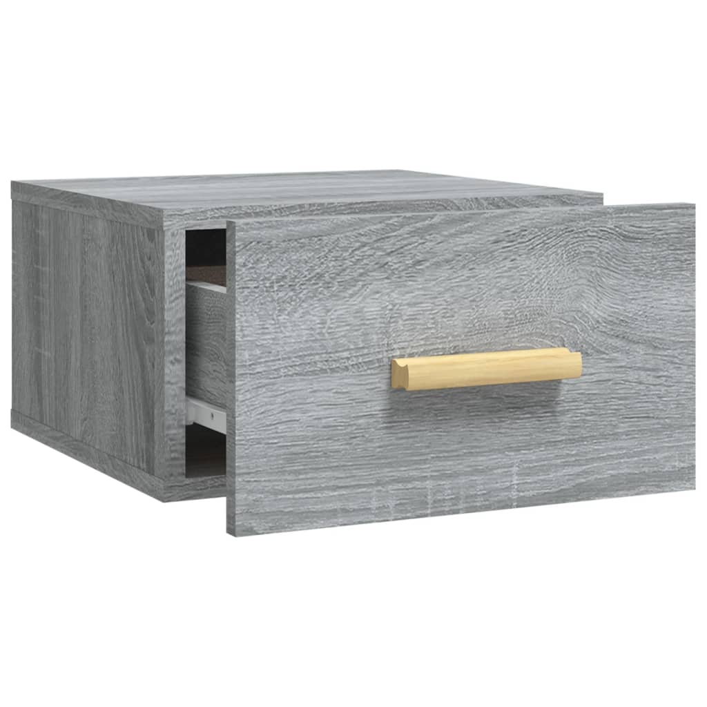 væghængt sengebord 35x35x20 cm grå sonoma-eg