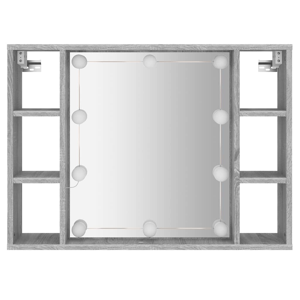 spejlskab med LED-lys 76x15x55 cm grå sonoma-eg