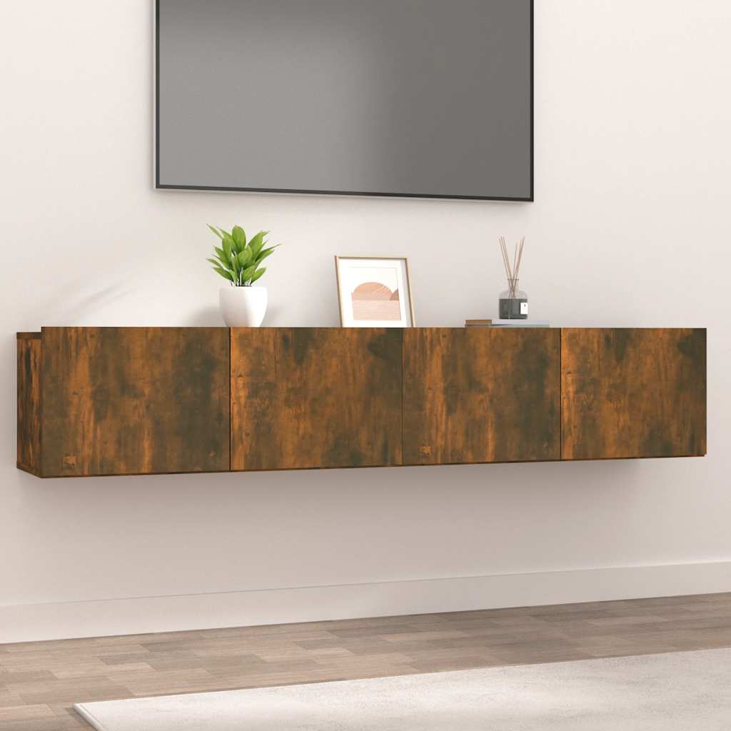 tv-skabe 2 stk. 80x30x30 cm konstrueret træ røget egetræ