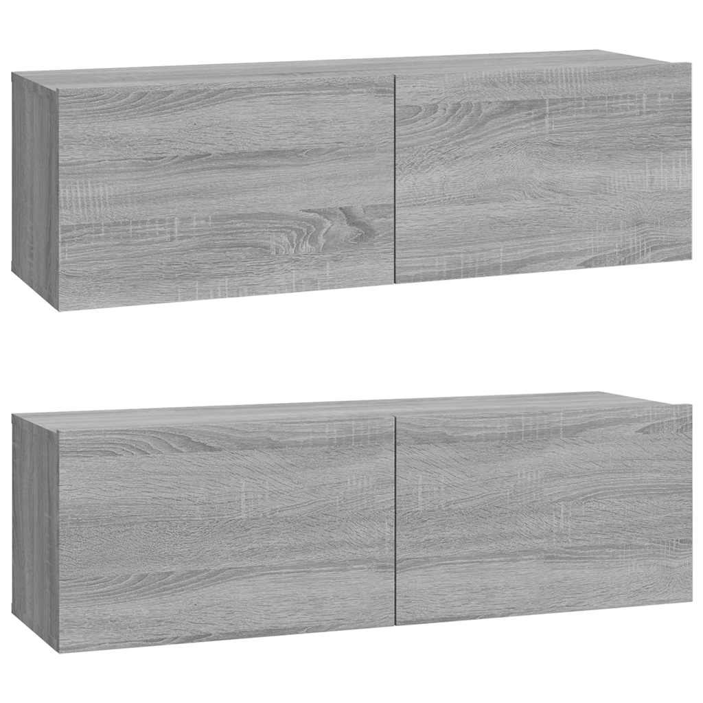 tv-skabe til væg 2 stk. 100x30x30 cm konstrueret træ grå sonoma