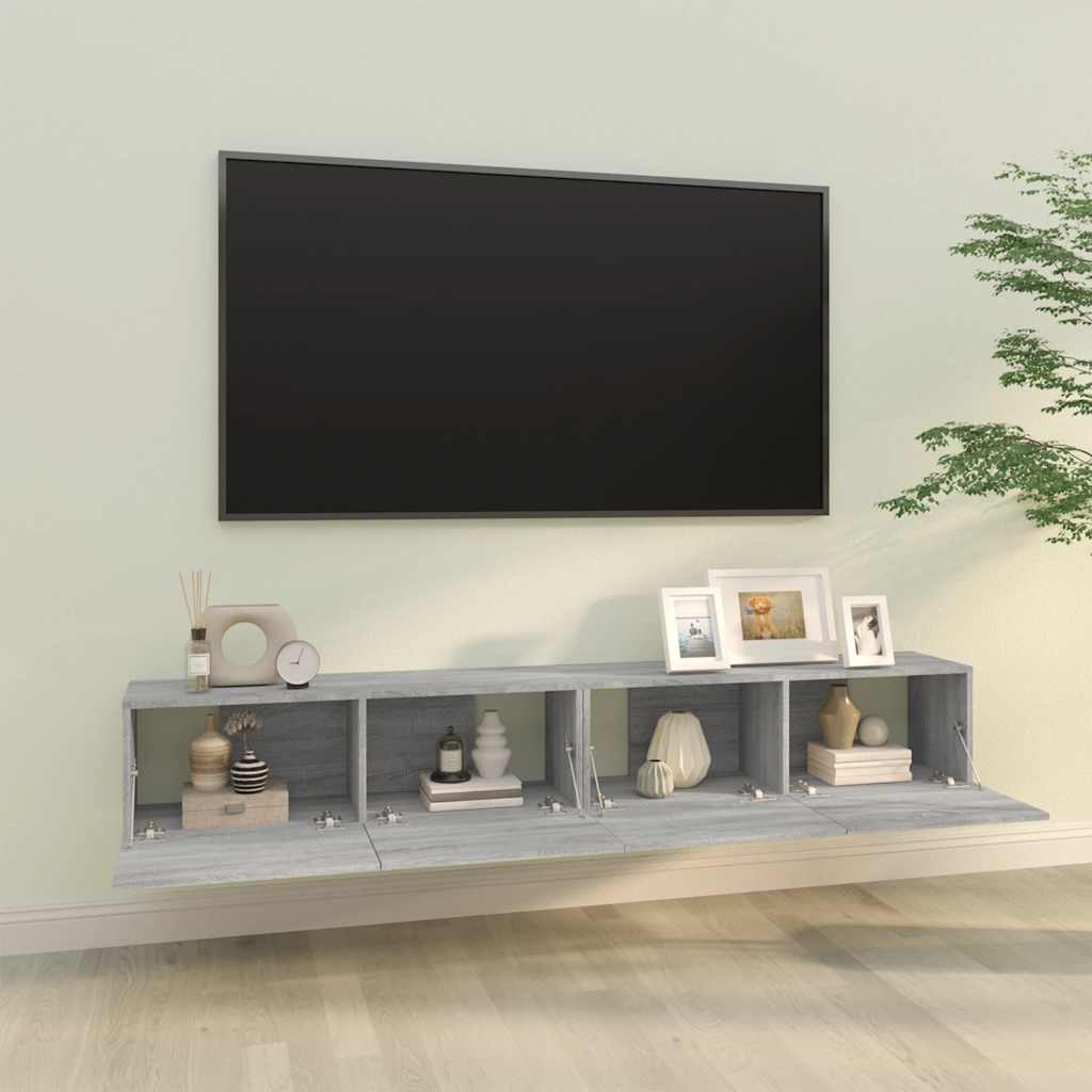 tv-skabe til væg 2 stk. 100x30x30 cm konstrueret træ grå sonoma