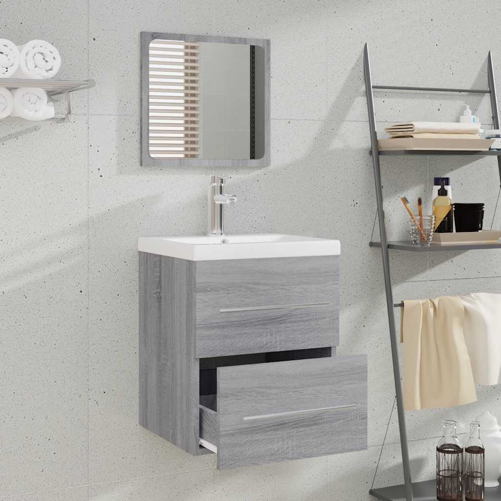 badeværelsesskab 41x38,5x48 cm konstrueret træ grå sonoma-eg