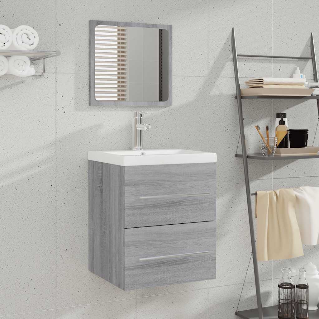 badeværelsesskab 41x38,5x48 cm konstrueret træ grå sonoma-eg