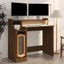 skrivebord med LED-lys 97x45x90 cm konstrueret træ brun eg