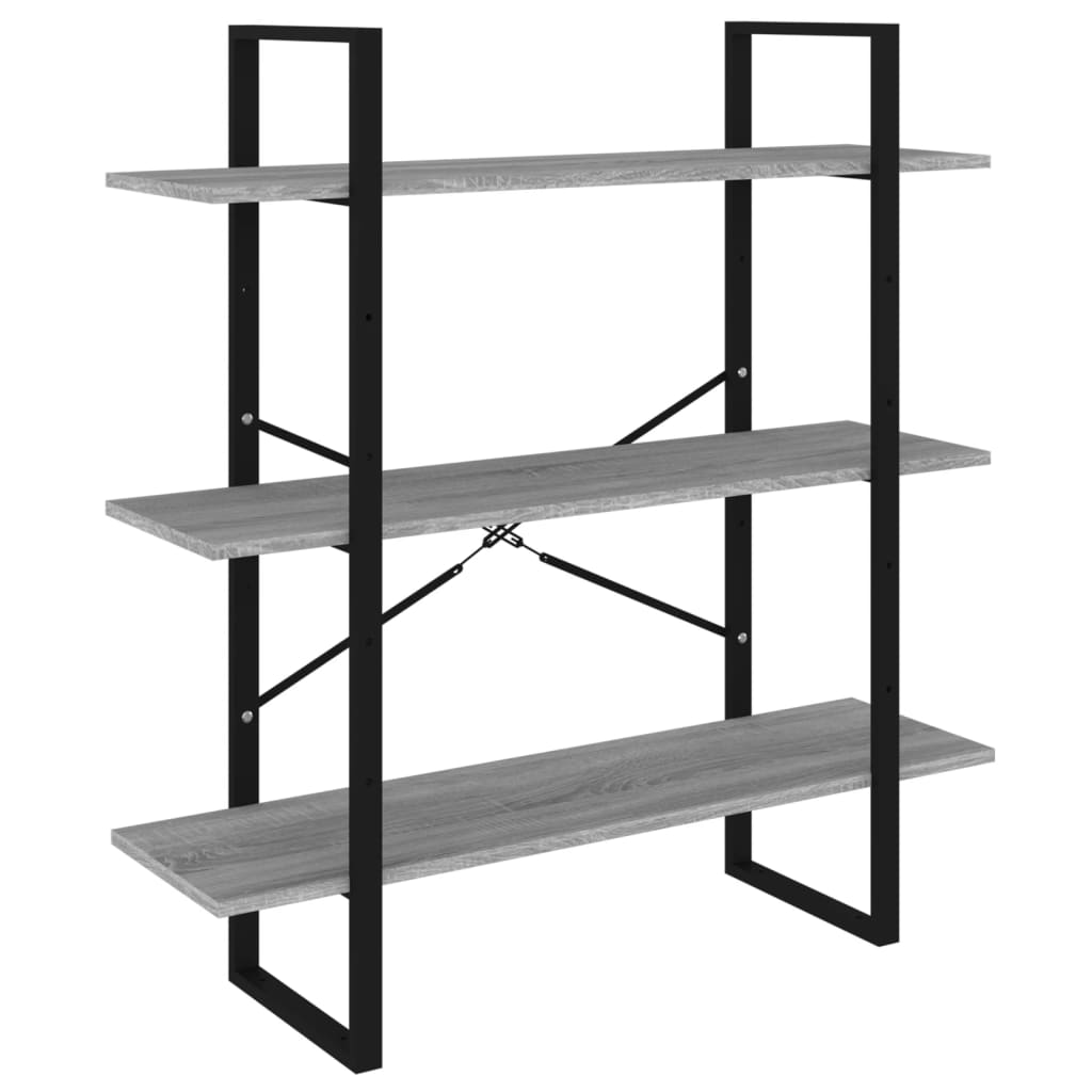 bogreol 100x30x105 cm konstrueret træ grå sonoma-eg