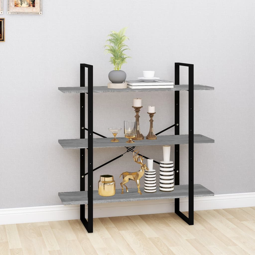 Bogreol 100 × 30 × 105 cm i konstrueret træ - grå sonoma-eg
