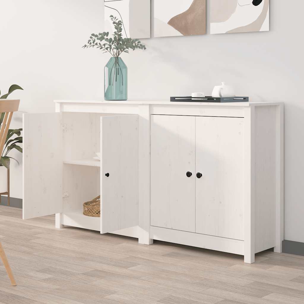 skænke 2 stk. 70x35x80 cm massivt fyrretræ hvid