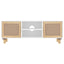 tv-bord 105x30x40 cm massivt fyrretræ og naturlig rattan hvid