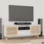tv-bord 105x30x40 cm massivt fyrretræ og naturlig rattan hvid