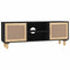 tv-bord 105x30x40 cm massivt fyrretræ og naturlig rattan sort