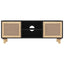tv-bord 105x30x40 cm massivt fyrretræ og naturlig rattan sort