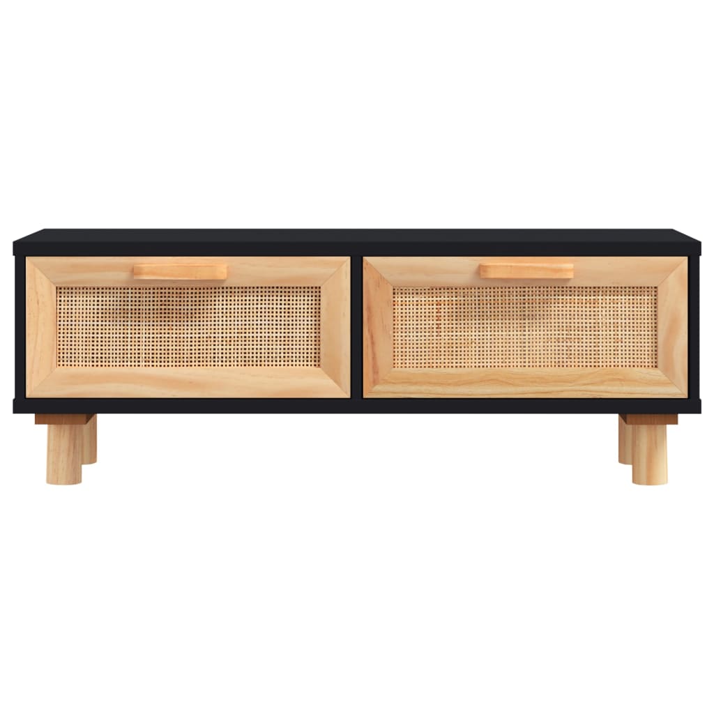 sofabord 80x40x30 cm konstrueret træ og massivt fyrretræ sort