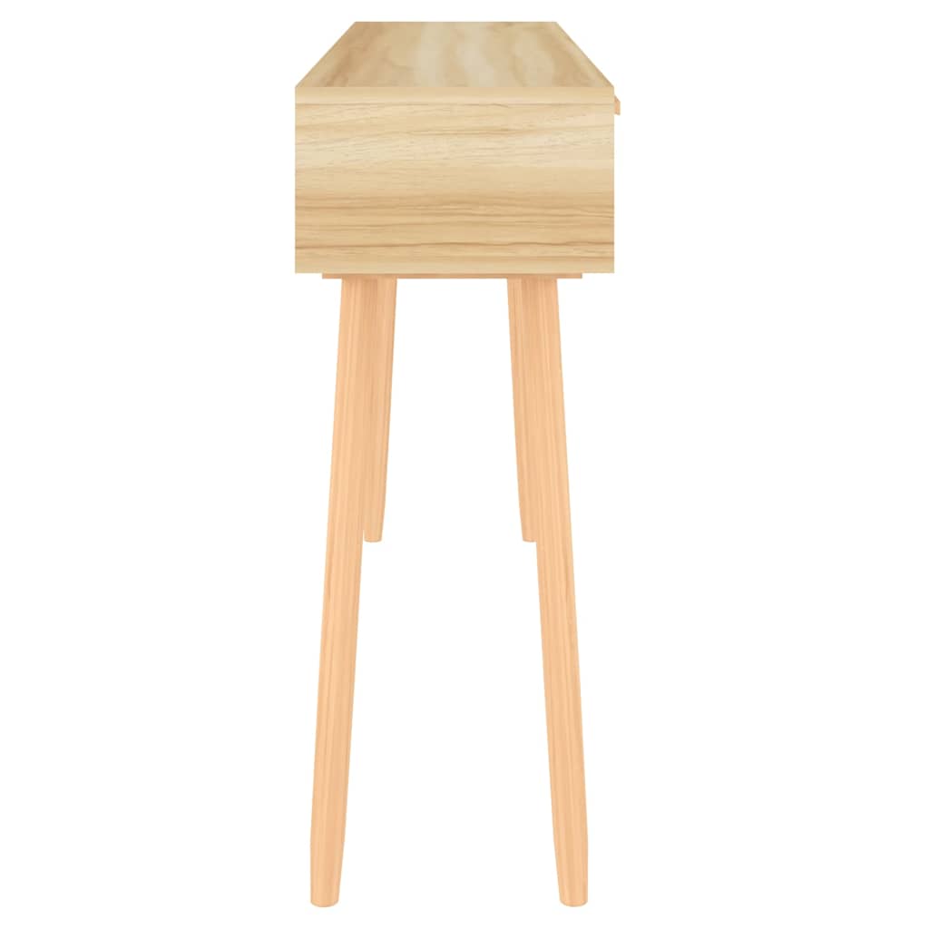 konsolbord 105x30x75 cm massivt fyrretræ naturlig rattan brun
