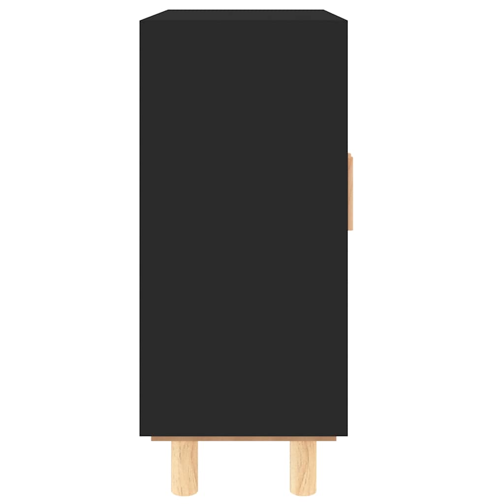 skænk 60x30x70 cm massivt fyrretræ og naturlig rattan sort