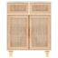 skænk 60x30x75 cm massivt fyrretræ og naturlig rattan hvid