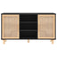 skænk 105x30x60 cm massivt fyrretræ og naturlig rattan sort