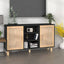 skænk 105x30x60 cm massivt fyrretræ og naturlig rattan sort
