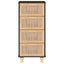 skænk 40x30x90 cm massivt fyrretræ og naturlig rattan sort