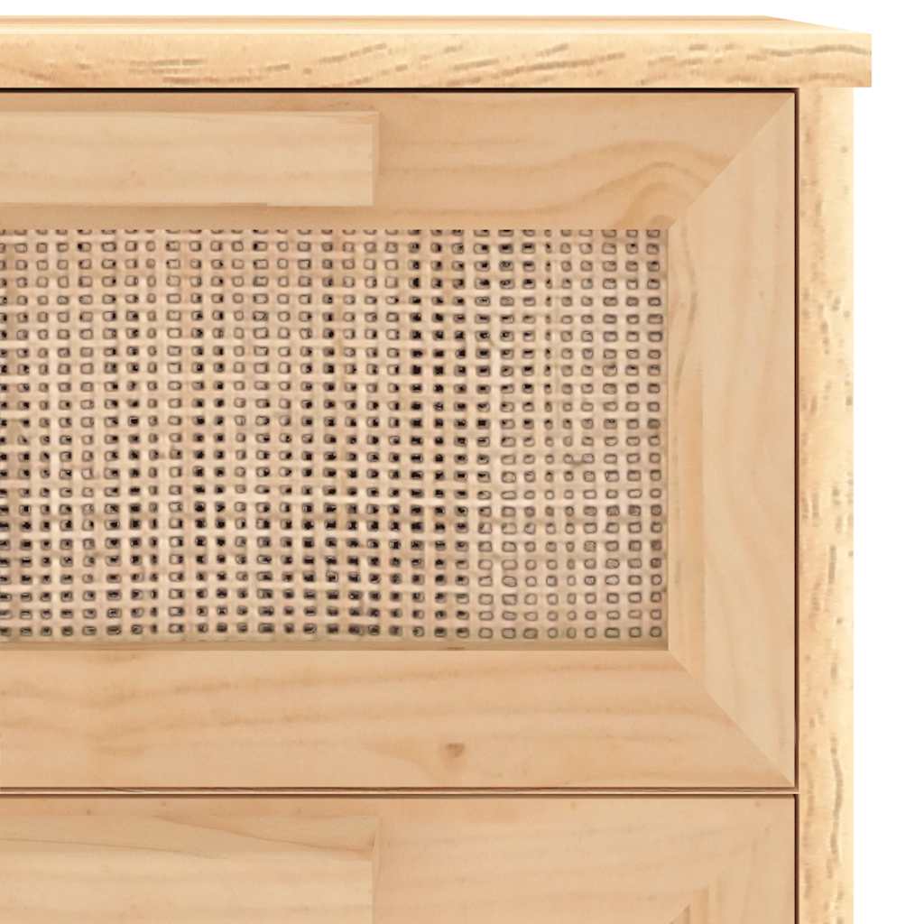 skænk 40x30x90 cm massivt fyrretræ og naturlig rattan brun