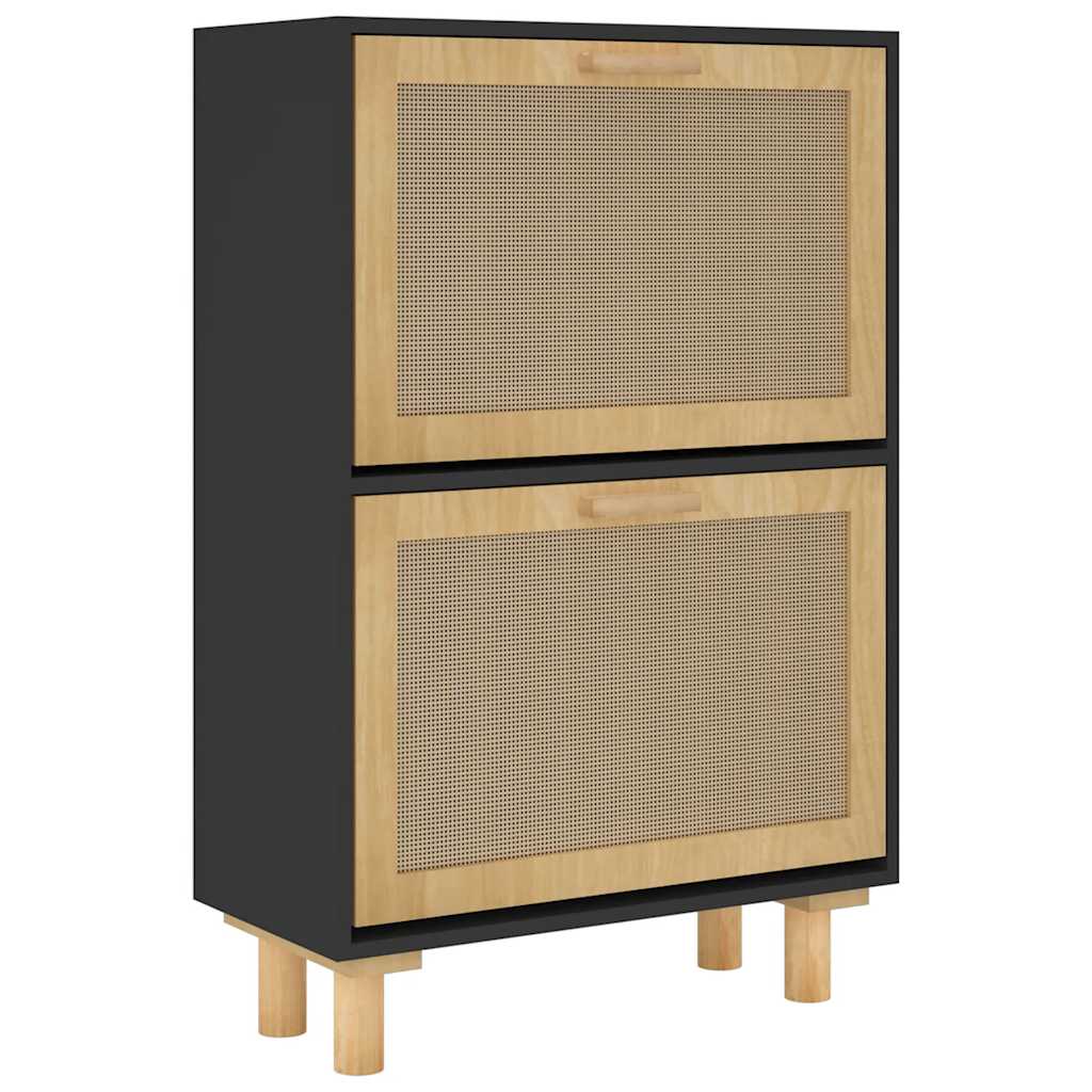 skoskab 52x25x80 cm konstrueret træ og naturlig rattan