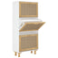 skoskab 52x25x115 cm konstrueret træ og naturlig rattan hvid
