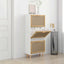 skoskab 52x25x115 cm konstrueret træ og naturlig rattan hvid