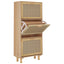 skoskab 52x25x115 cm konstrueret træ og naturlig rattan brun