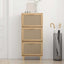 skoskab 52x25x115 cm konstrueret træ og naturlig rattan brun