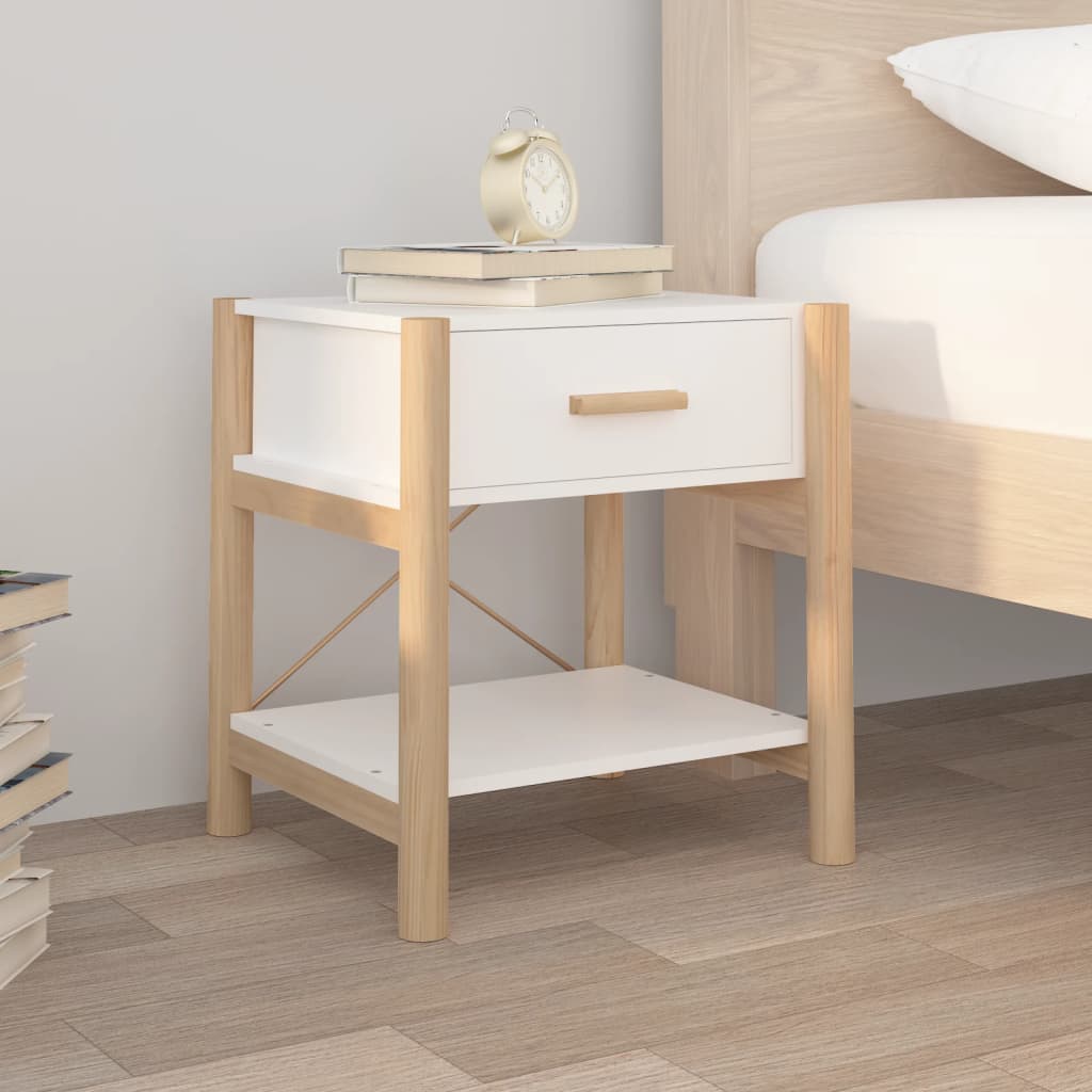 sengeborde 2 stk. 42x38x45 cm konstrueret træ hvid