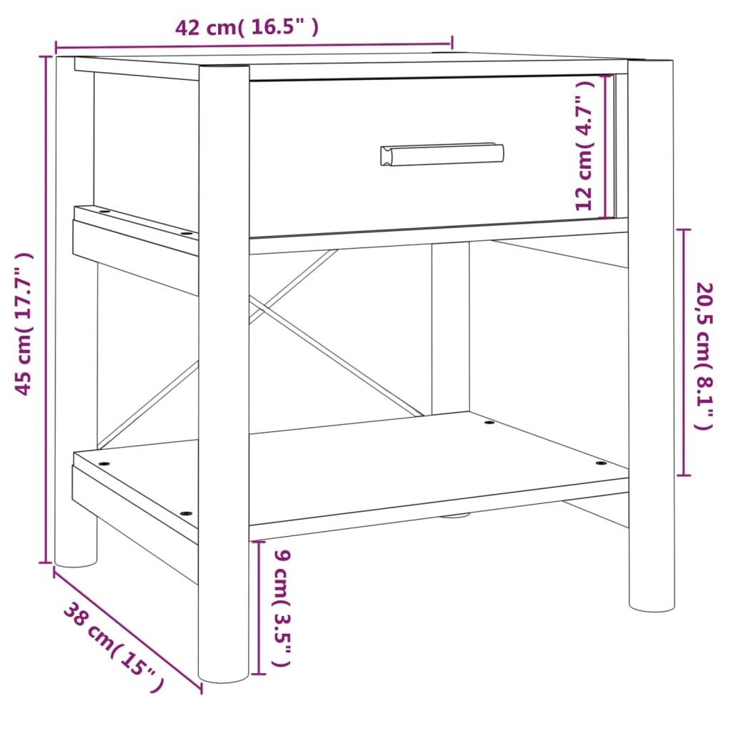 sengeborde 2 stk. 42x38x45 cm konstrueret træ hvid