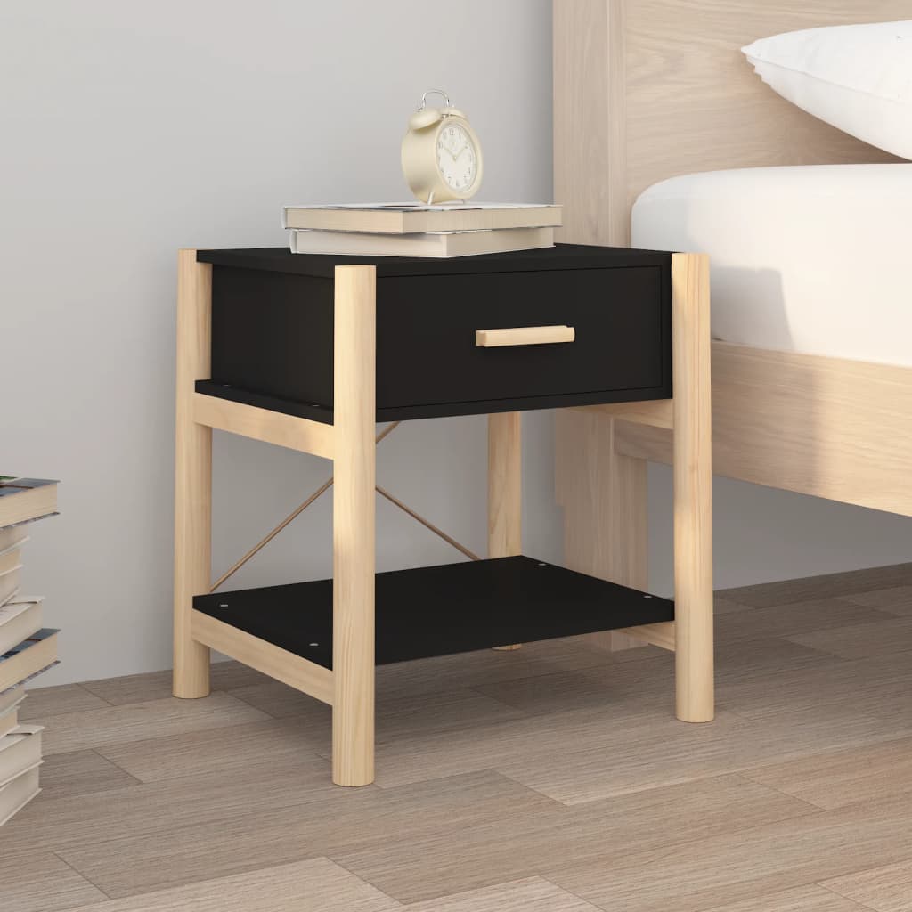 sengeborde 2 stk. 42x38x45 cm konstrueret træ sort