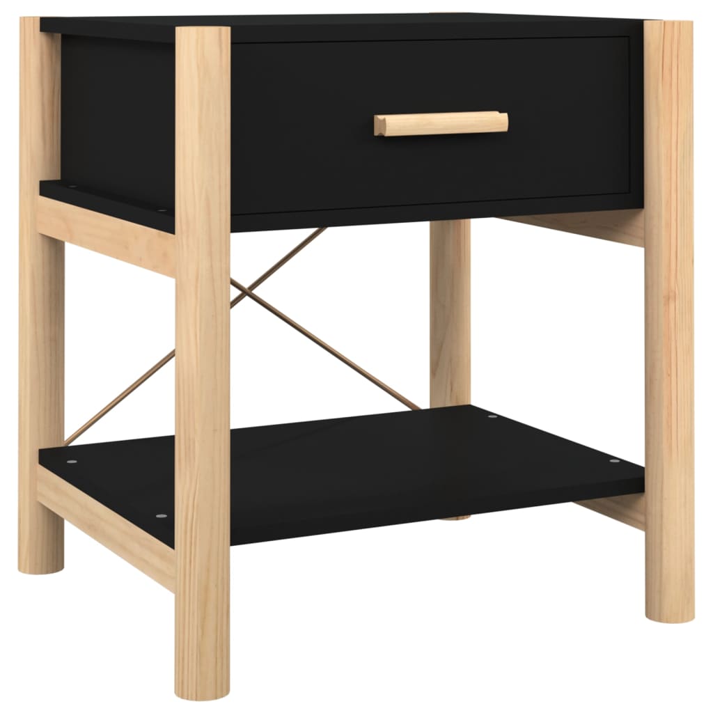 sengeborde 2 stk. 42x38x45 cm konstrueret træ sort