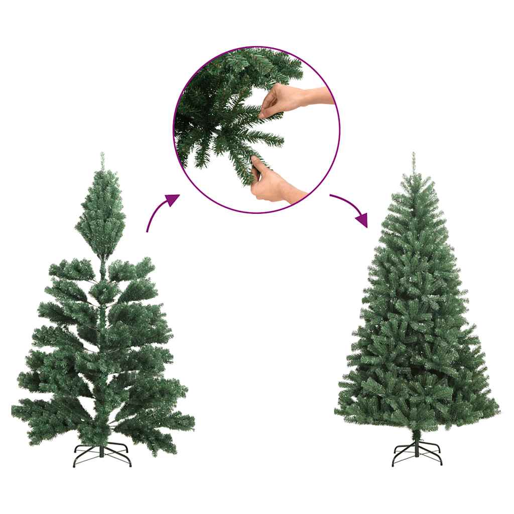 kunstigt smalt juletræ med juletræsfod 150 cm PVC grøn