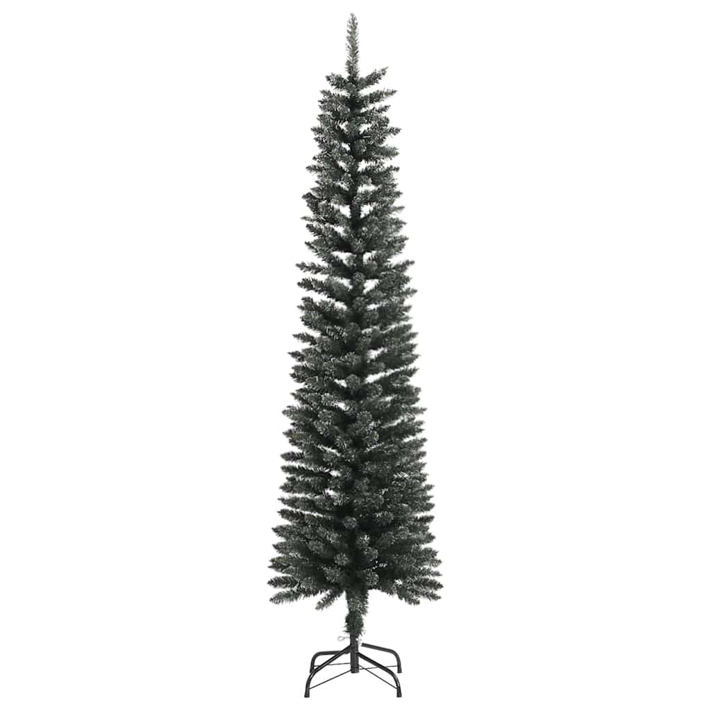 kunstigt smalt juletræ med juletræsfod 180 cm PVC grøn