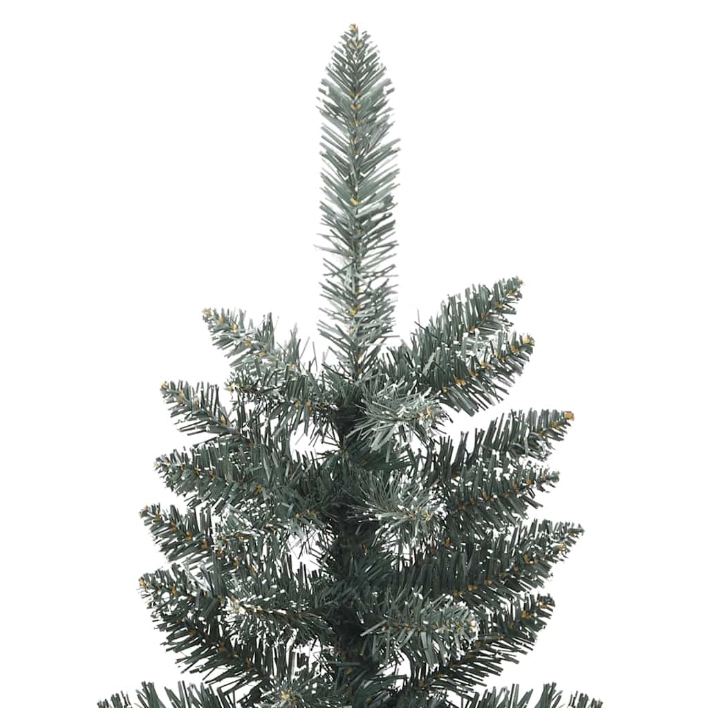 kunstigt smalt juletræ med juletræsfod 180 cm PVC grøn