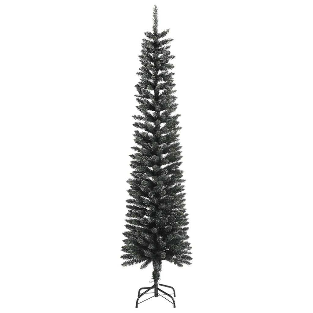 kunstigt smalt juletræ med juletræsfod 240 cm PVC grøn