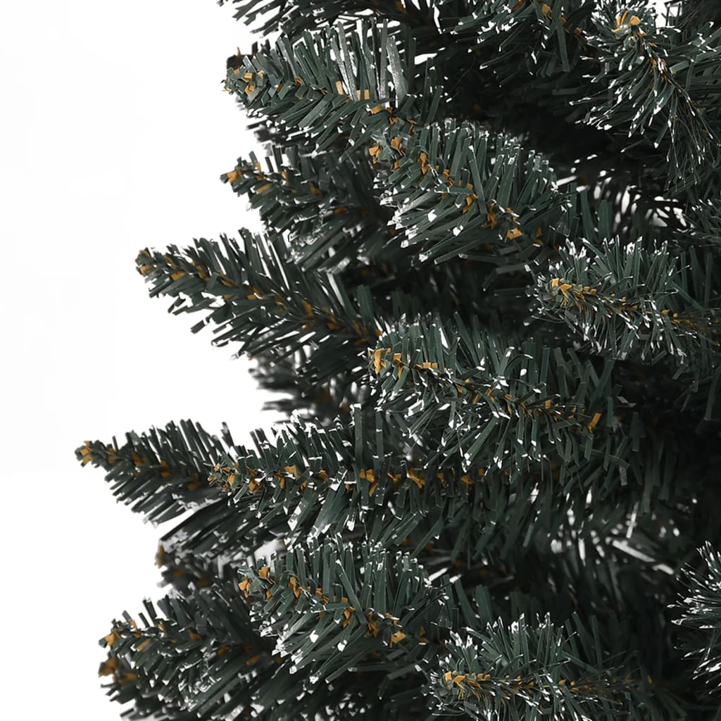 kunstigt smalt juletræ med juletræsfod 240 cm PVC grøn