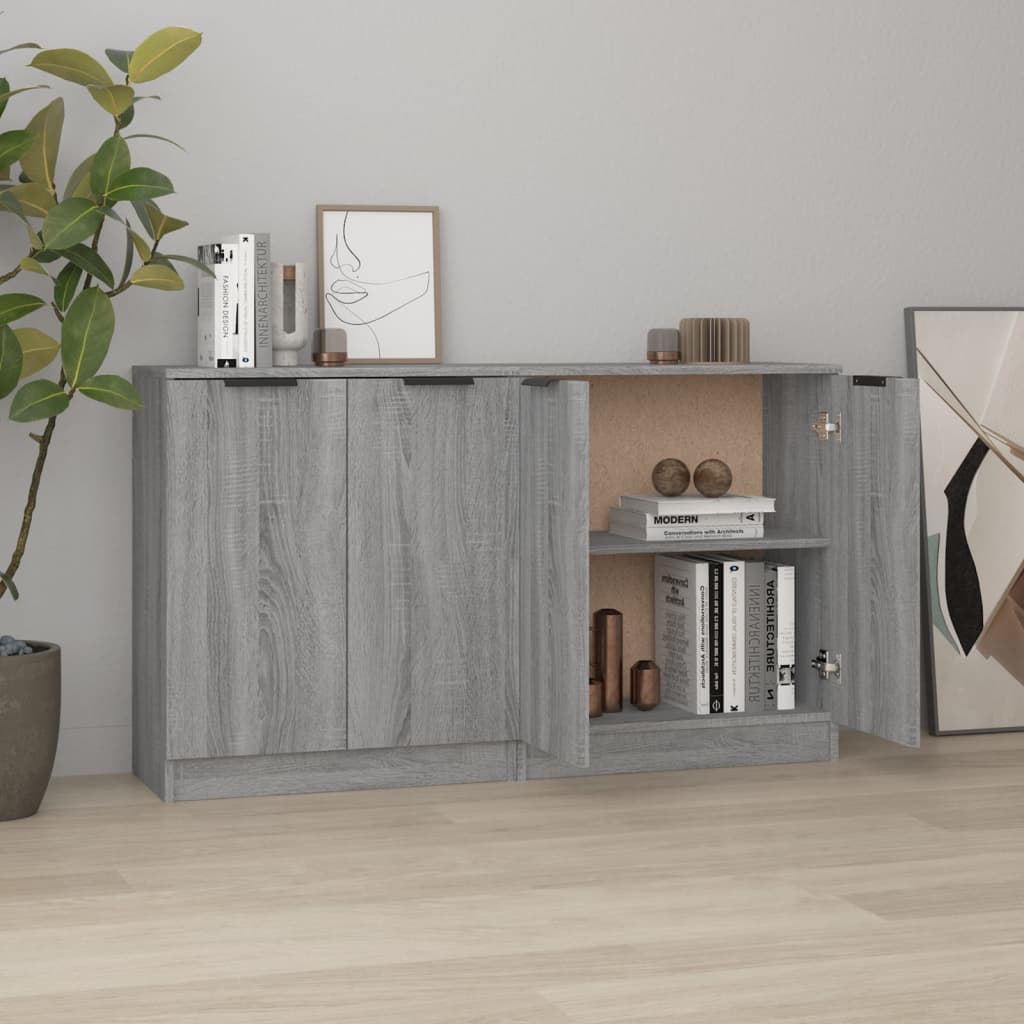 skænke 2 stk. 60x30x70 cm konstrueret træ grå sonoma-eg