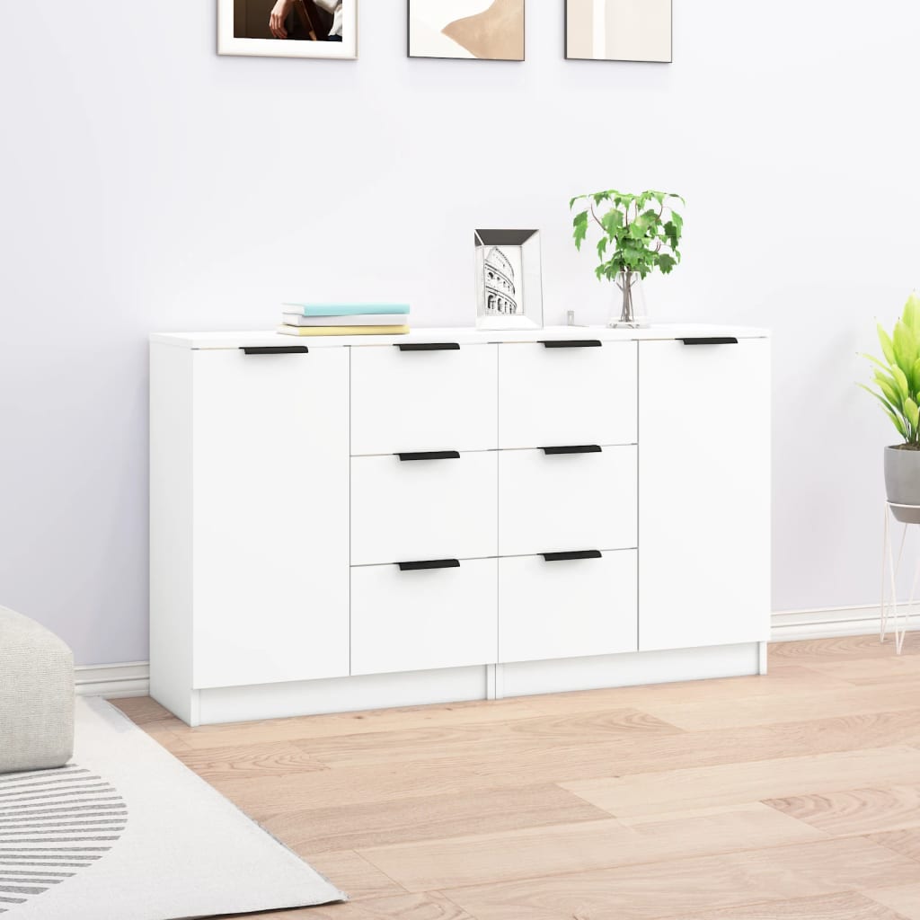 skænke 2 stk. 60x30x70 cm konstrueret træ hvid