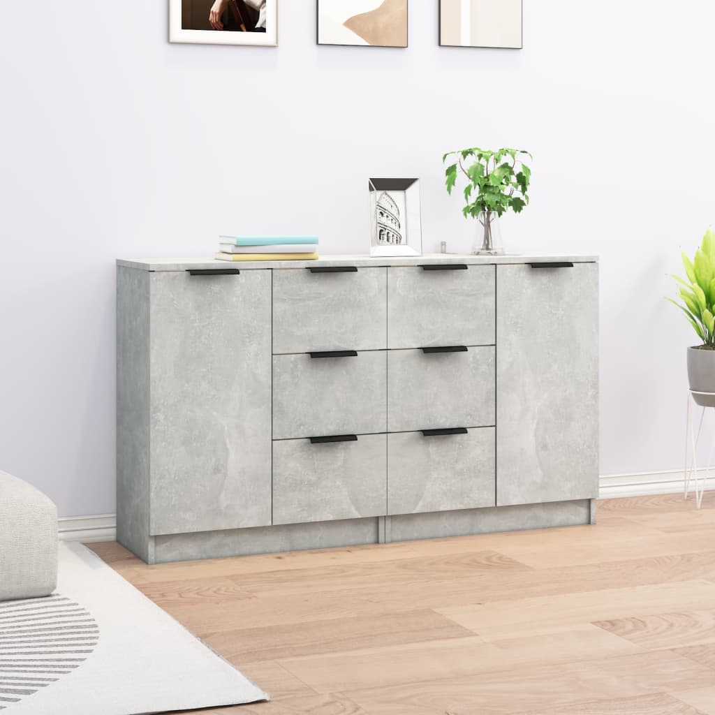 skænke 2 stk. 60x30x70 cm konstrueret træ betongrå