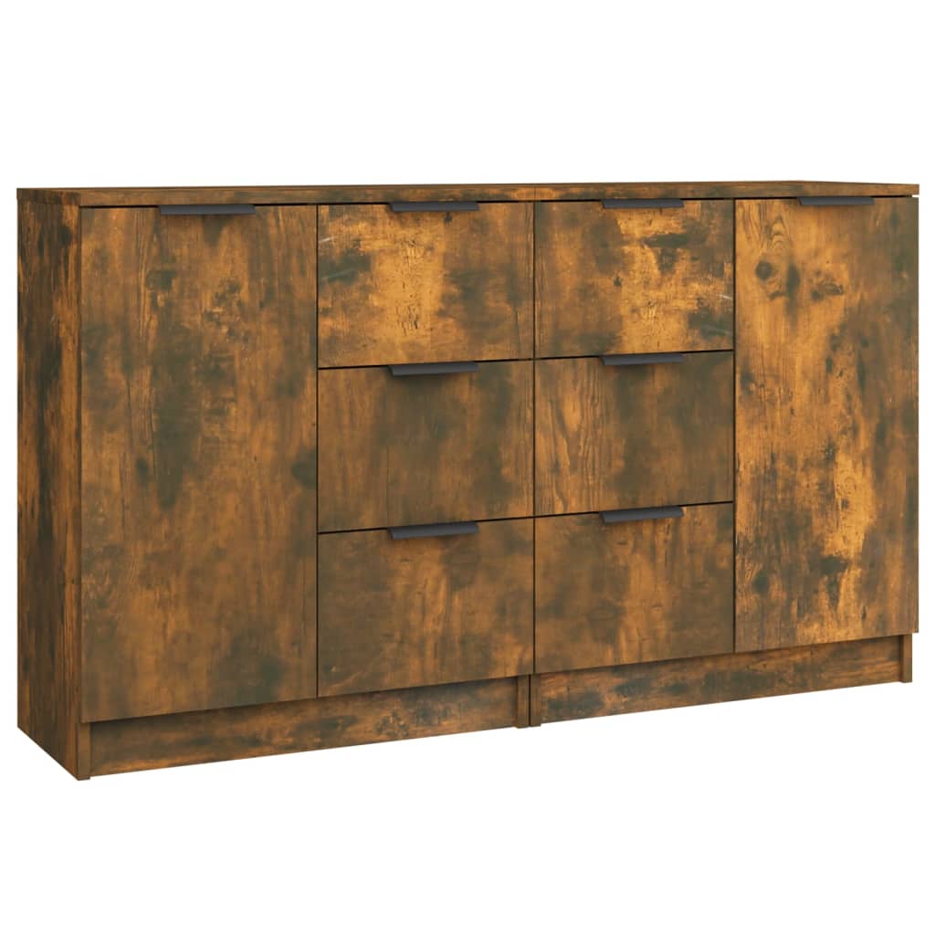 skænke 2 stk. 60x30x70 cm konstrueret træ røget egetræsfarve
