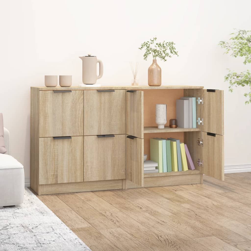 skænke 2 stk. 60x30x70 cm konstrueret træ sonoma-eg