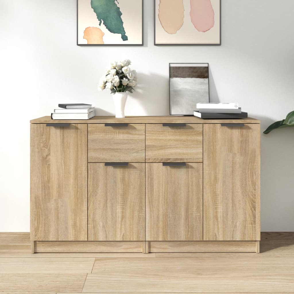 skænke 2 stk. 60x30x70 cm konstrueret træ sonoma-eg