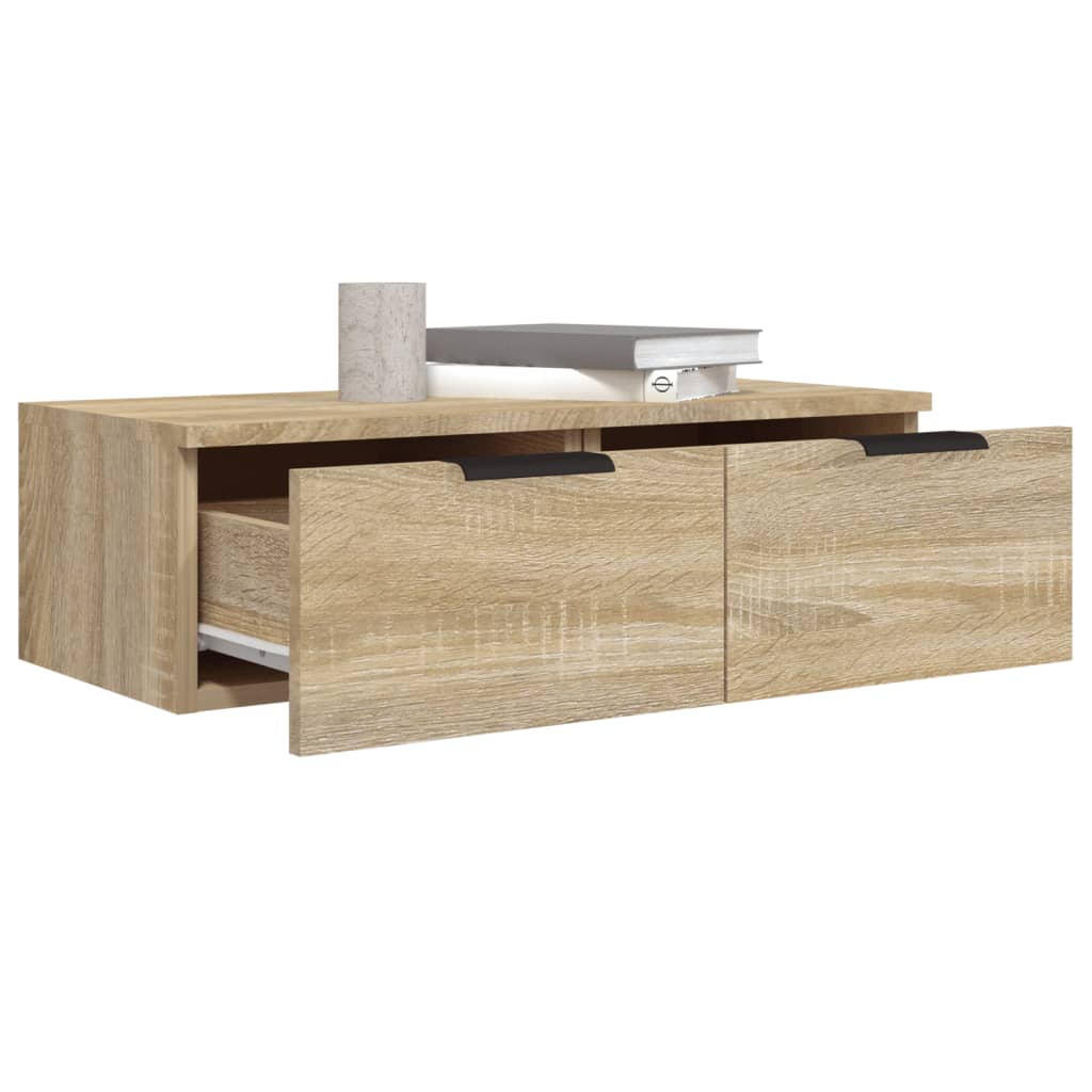vægskabe 2 stk. 68x30x20 cm konstrueret træ sonoma-eg